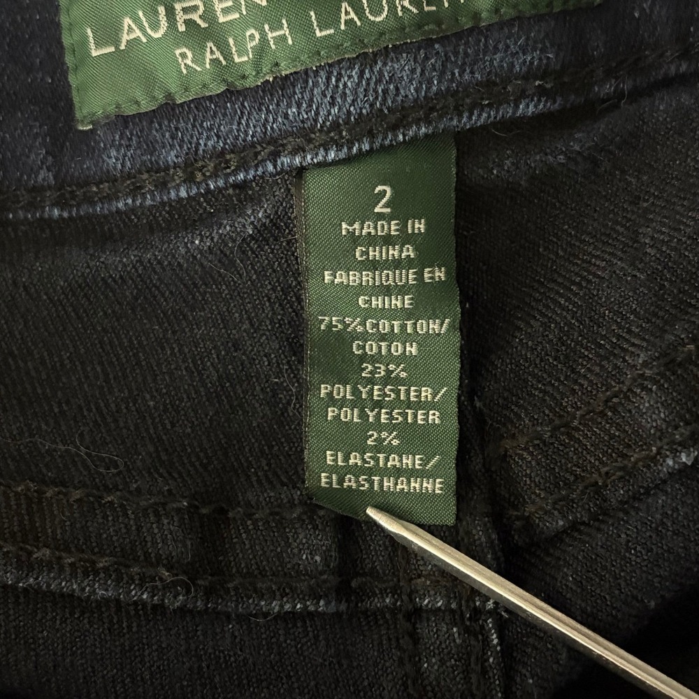 Lauren Ralph Lauren Ankle Zip Straight Leg Jeans Dark Wash Indigo Stretch Size 2 - Picture 7 of 14